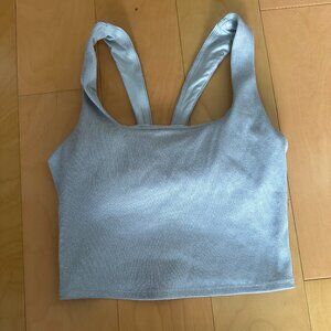 Alo Yoga Alosoft Ribbed Silver Sports Bra Tank